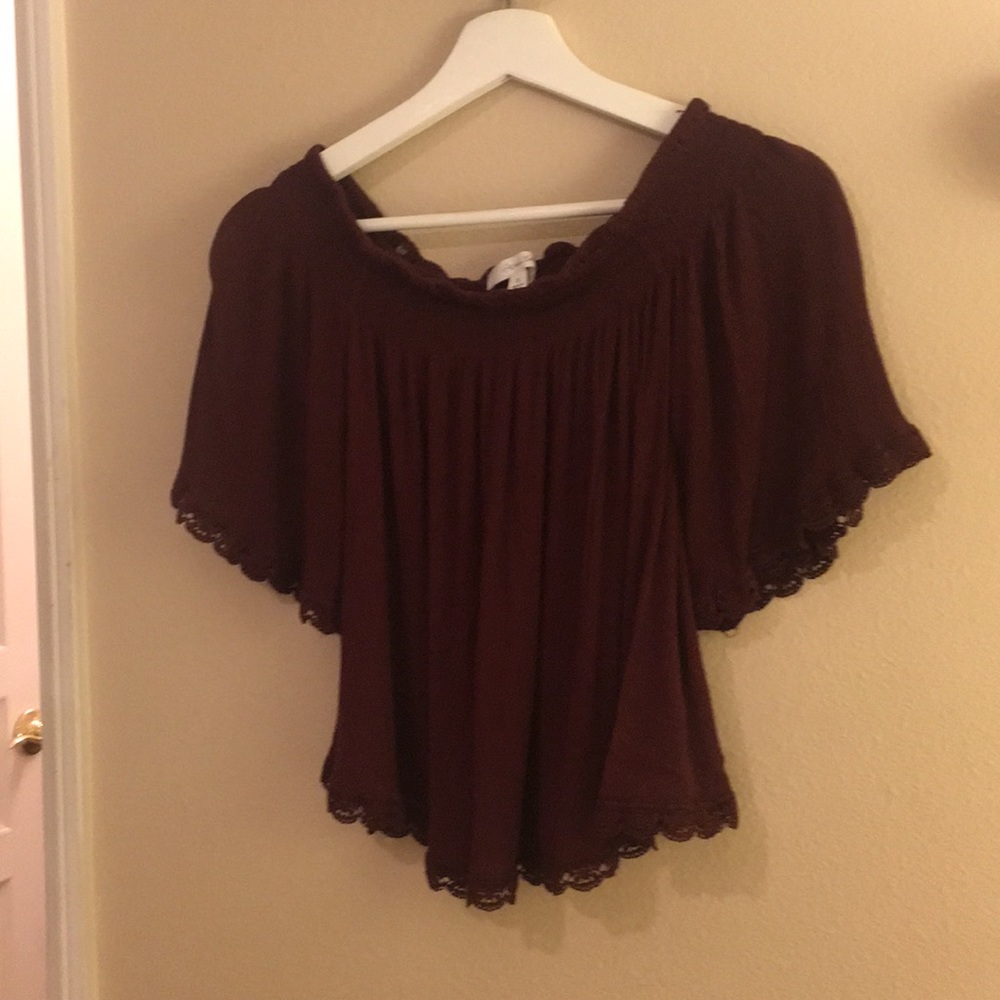 off the shoulder never worn maroon top